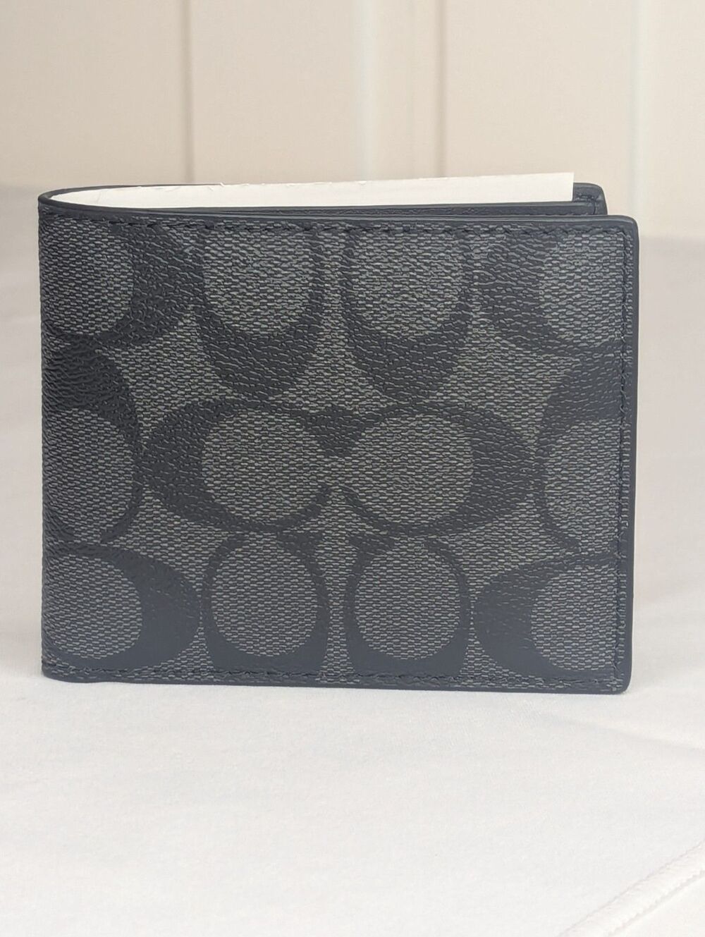 Coach Signature Coated Canvas ID Billfold Wallet - Black, NWT